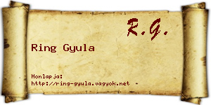 Ring Gyula névjegykártya